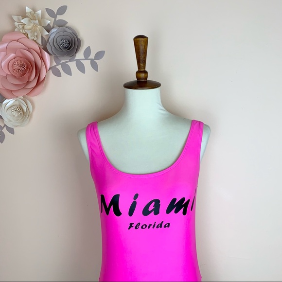 New! Hot Pink Neon Miami One-Piece Swimsuit - Picture 2 of 8